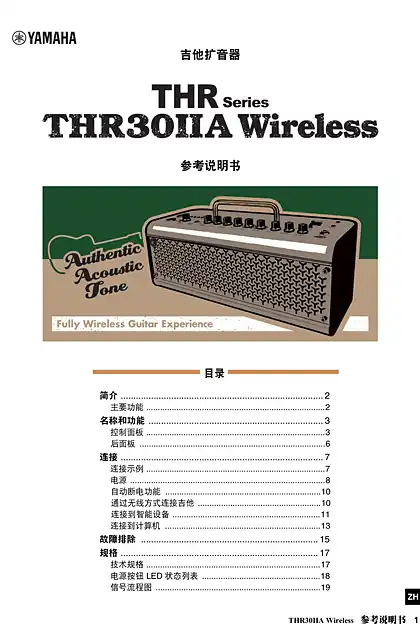 yamaha雅马哈THR30IIA Wireless Reference Manual